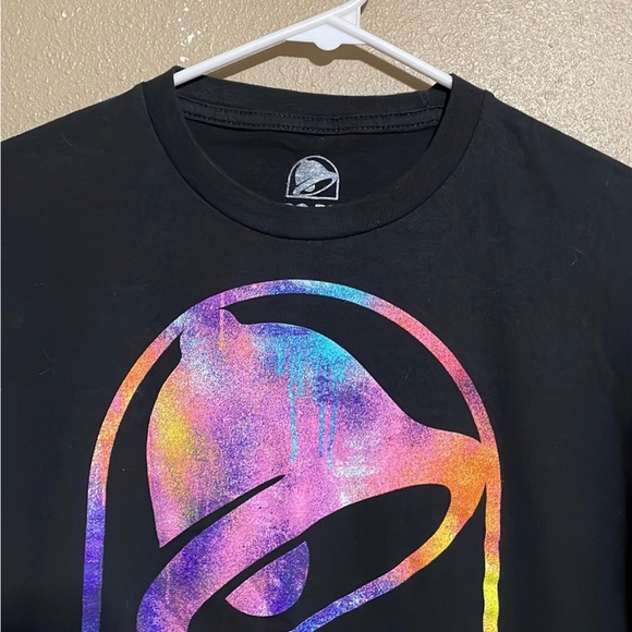 Y2K Taco Bell Spray Paint Neon Logo Graphic Black Short Sleeve T-Shirt Adult M - Picture 2 of 6